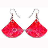 Earring, Handmade From Red Coral.