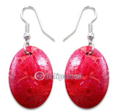 Earring, Handmade From Red Coral.