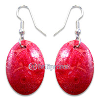 Earring, Handmade From Red Coral.