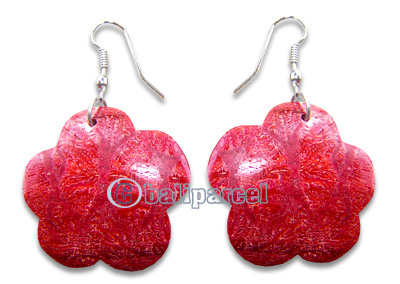 Earring, Handmade From Red Coral.