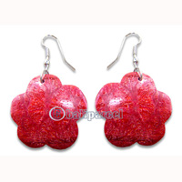Earring, Handmade From Red Coral.