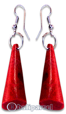 Earring, Handmade From Red Coral.