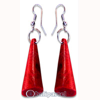 Earring, Handmade From Red Coral.