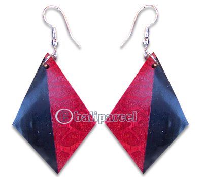 Earring, Handmade From Resin And Red Coral.