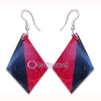 Earring, Handmade From Resin And Red Coral.