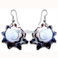 Earring, Handmade From Shell With Shiva Eye