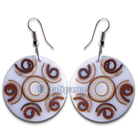 Earring, Handmade From Resin Inlaid With Bamboo.