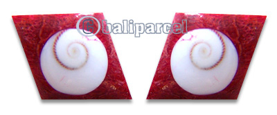 Piercing Earring, Handmade From Red Coral And Shell With Shiva Eye.