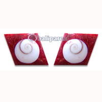 Piercing Earring, Handmade From Red Coral And Shell With Shiva Eye.