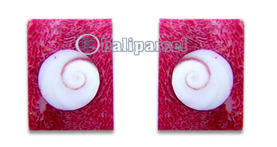 Piercing Earring, Handmade From Red Coral And Shell With Shiva Eye.