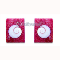 Piercing Earring, Handmade From Red Coral And Shell With Shiva Eye.