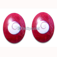 Piercing Earring, Handmade From Red Coral And Shell With Shiva Eye.