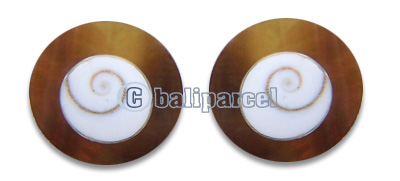 Piercing Earring, Handmade From Shell Inlaid With Shiva Eye