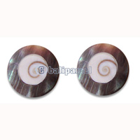 Piercing Earring, Handmade From Shell Inlaid With Shiva Eye
