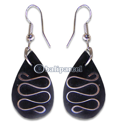 Earring, Handmade From Resin Inlaid With Metal.