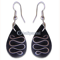 Earring, Handmade From Resin Inlaid With Metal.