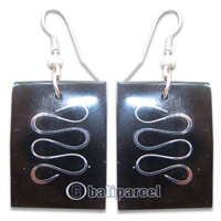 Earring, Handmade From Resin Inlaid With Metal.