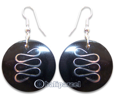 Earring, Handmade From Resin Inlaid With Metal.