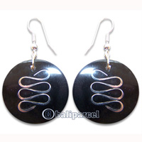 Earring, Handmade From Resin Inlaid With Metal.