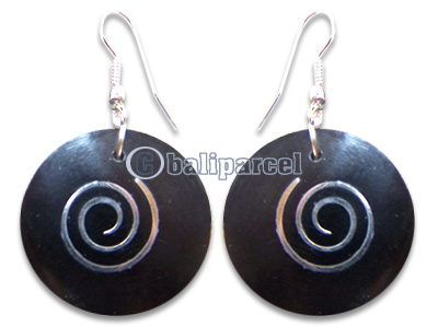 Earring, Handmade From Resin Inlaid With Metal.