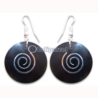 Earring, Handmade From Resin Inlaid With Metal.