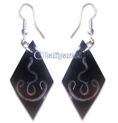 Earring, Handmade From Resin Inlaid With Metal.