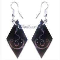 Earring, Handmade From Resin Inlaid With Metal.
