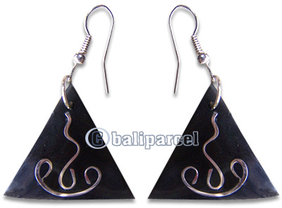 Earring, Handmade From Resin Inlaid With Metal.