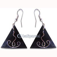 Earring, Handmade From Resin Inlaid With Metal.