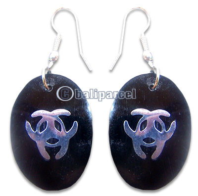 Earring, Handmade From Resin Inlaid With Metal.