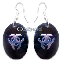 Earring, Handmade From Resin Inlaid With Metal.