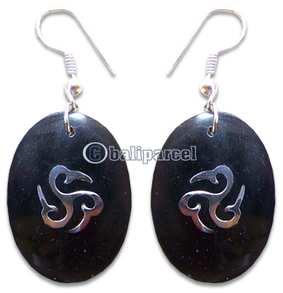 Earring, Handmade From Resin Inlaid With Metal.