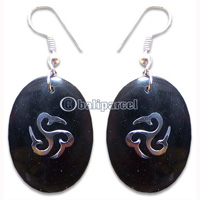 Earring, Handmade From Resin Inlaid With Metal.
