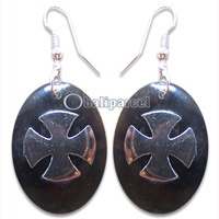 Earring, Handmade From Resin Inlaid With Metal.