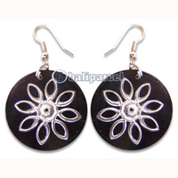 Earring, Handmade From Resin Inlaid With Metal.
