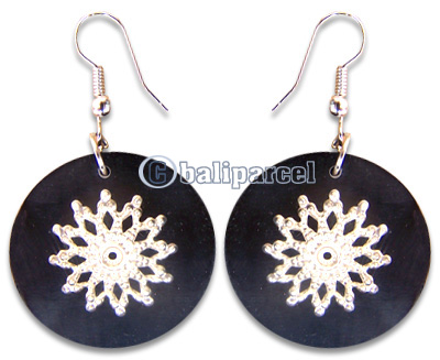 Earring, Handmade From Resin Inlaid With Metal.