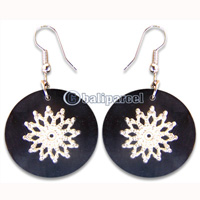 Earring, Handmade From Resin Inlaid With Metal.