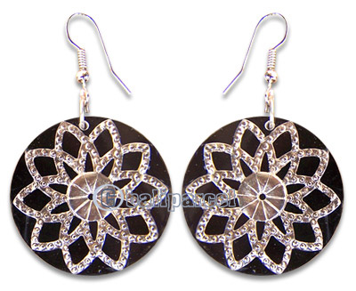 Earring, Handmade From Resin Inlaid With Metal.