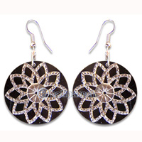 Earring, Handmade From Resin Inlaid With Metal.