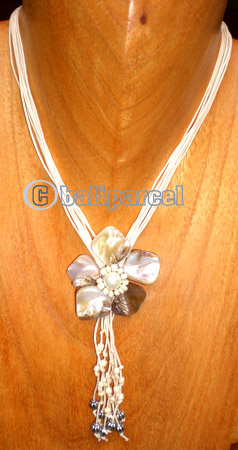 Necklaces, Handmade From Shell And Glassbead