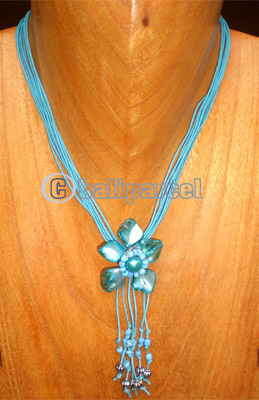 Necklaces, Handmade From Shell And Glassbead