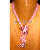 Necklaces, Handmade From Shell And Glassbead