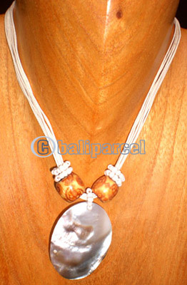 Necklaces, Handmade From Shell And Glassbead