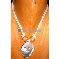 Necklaces, Handmade From Shell And Glassbead