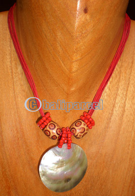 Necklaces, Handmade From Shell And Glassbead