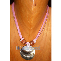 Necklaces, Handmade From Shell And Glassbead