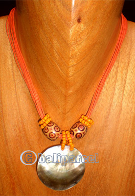 Necklaces, Handmade From Shell And Glassbead