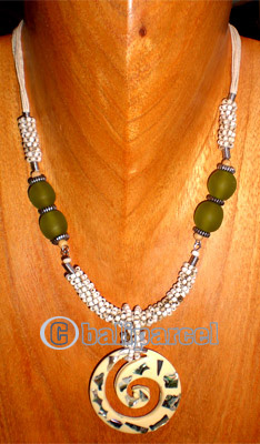 Necklaces, Handmade From Shell And Glassbead