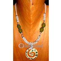 Necklaces, Handmade From Shell And Glassbead