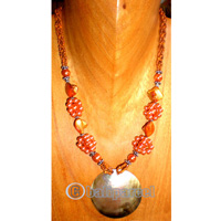 Necklaces, Handmade From Shell And Glassbead